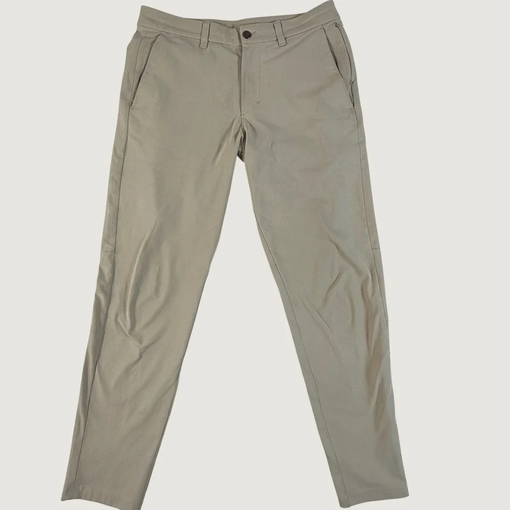 Lululemon Commission Slim Pant Mens 32x30 ABC Tech Chino Khaki Tan